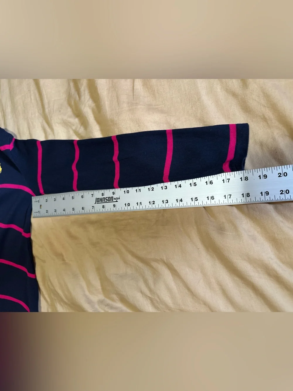 Polo Ralph Lauren Girls Navy and Pink striped Turtleneck Dress Size L(12-14)